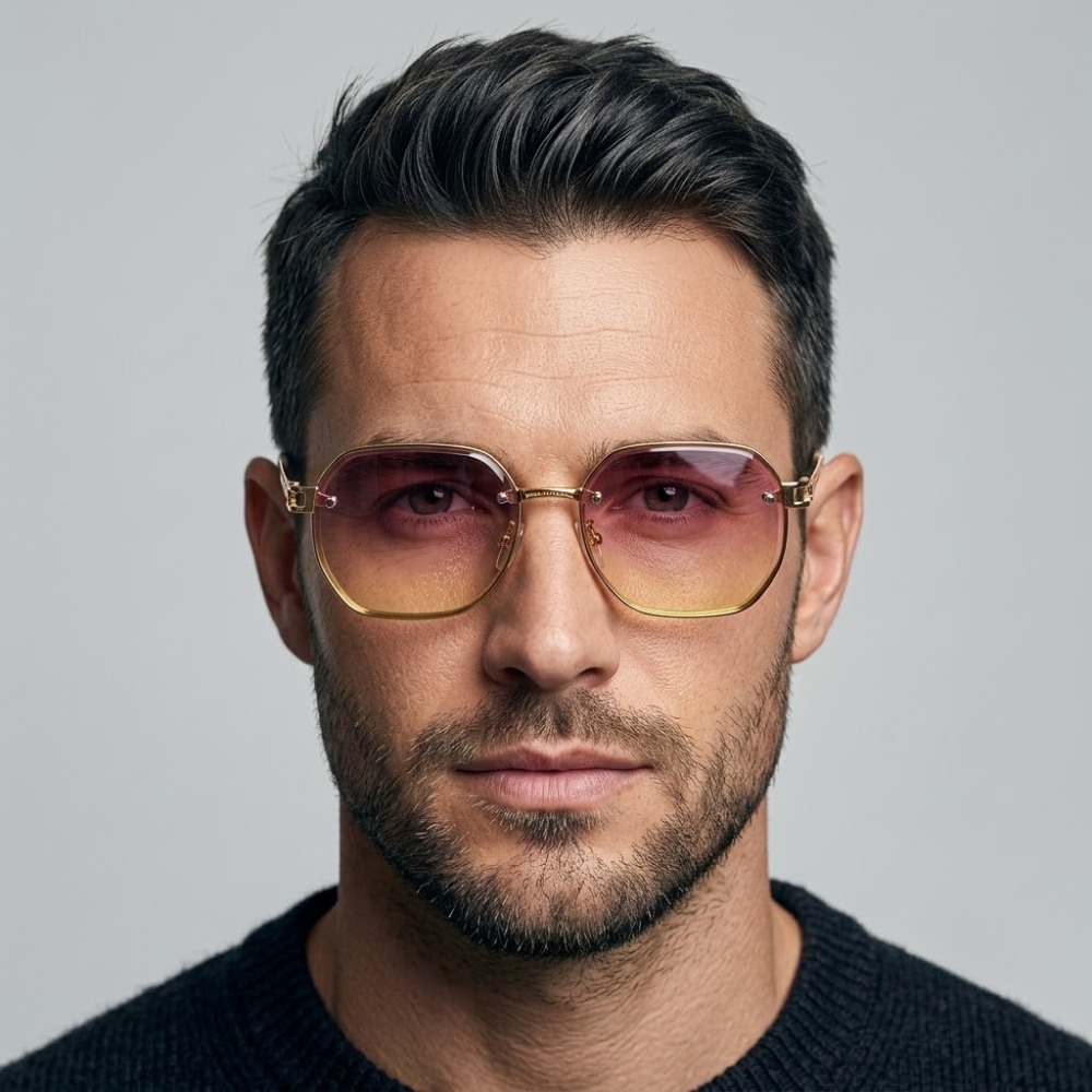 Theo Hexagon Rimless Sunglasses