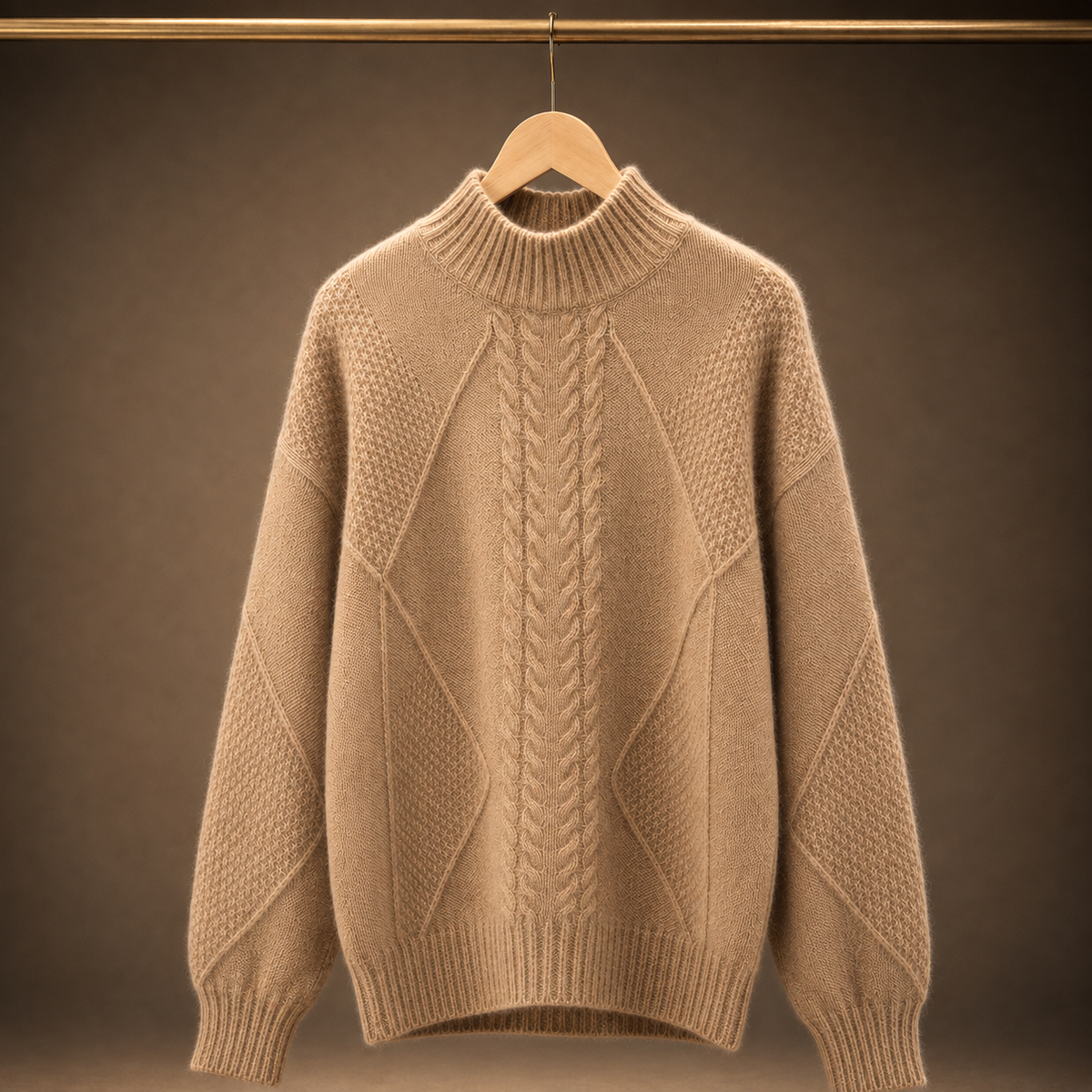Isabelle | Women's Cable Knit Sweater with High Neck and Textured Pattern