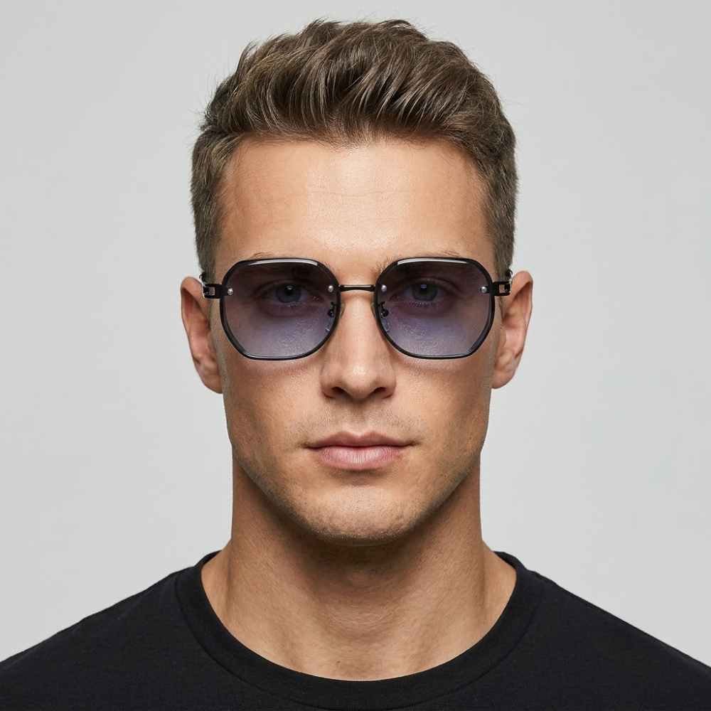 Theo Hexagon Rimless Sunglasses