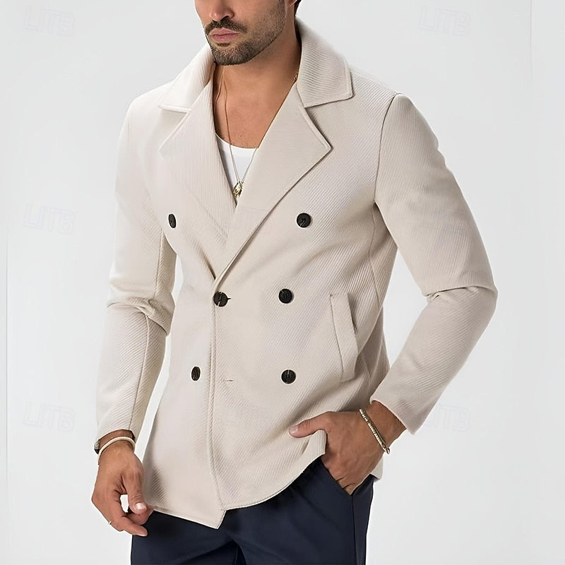Adrian | Men's Tailored Double-Breasted Coat with Notched Lapel