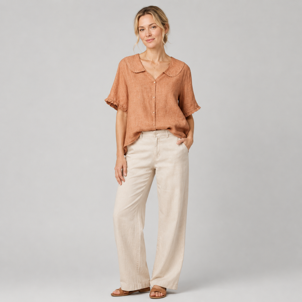 Amelia Peter Pan Linen Blouse