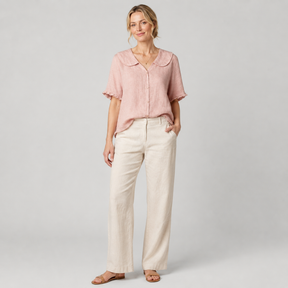Amelia Peter Pan Linen Blouse