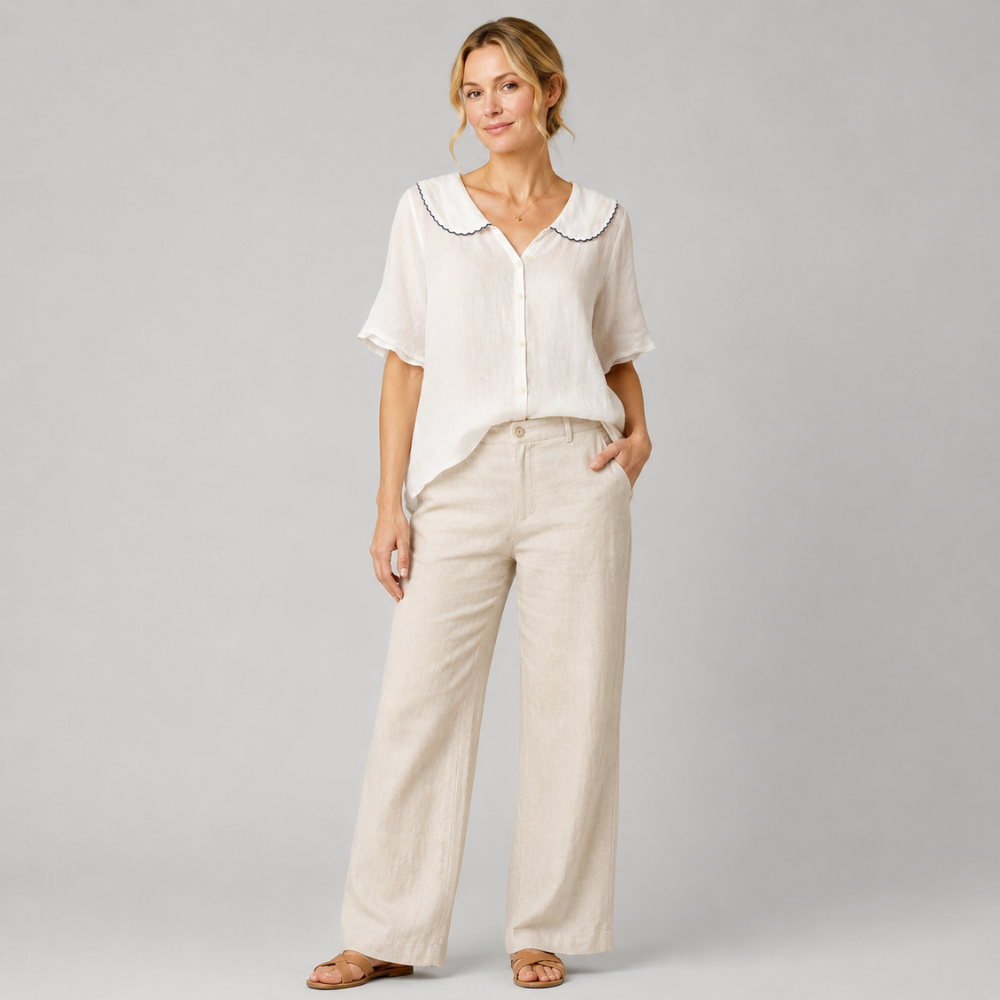 Amelia Peter Pan Linen Blouse