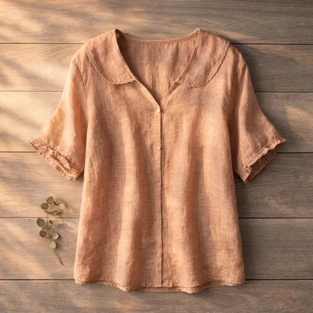 Amelia Peter Pan Linen Blouse