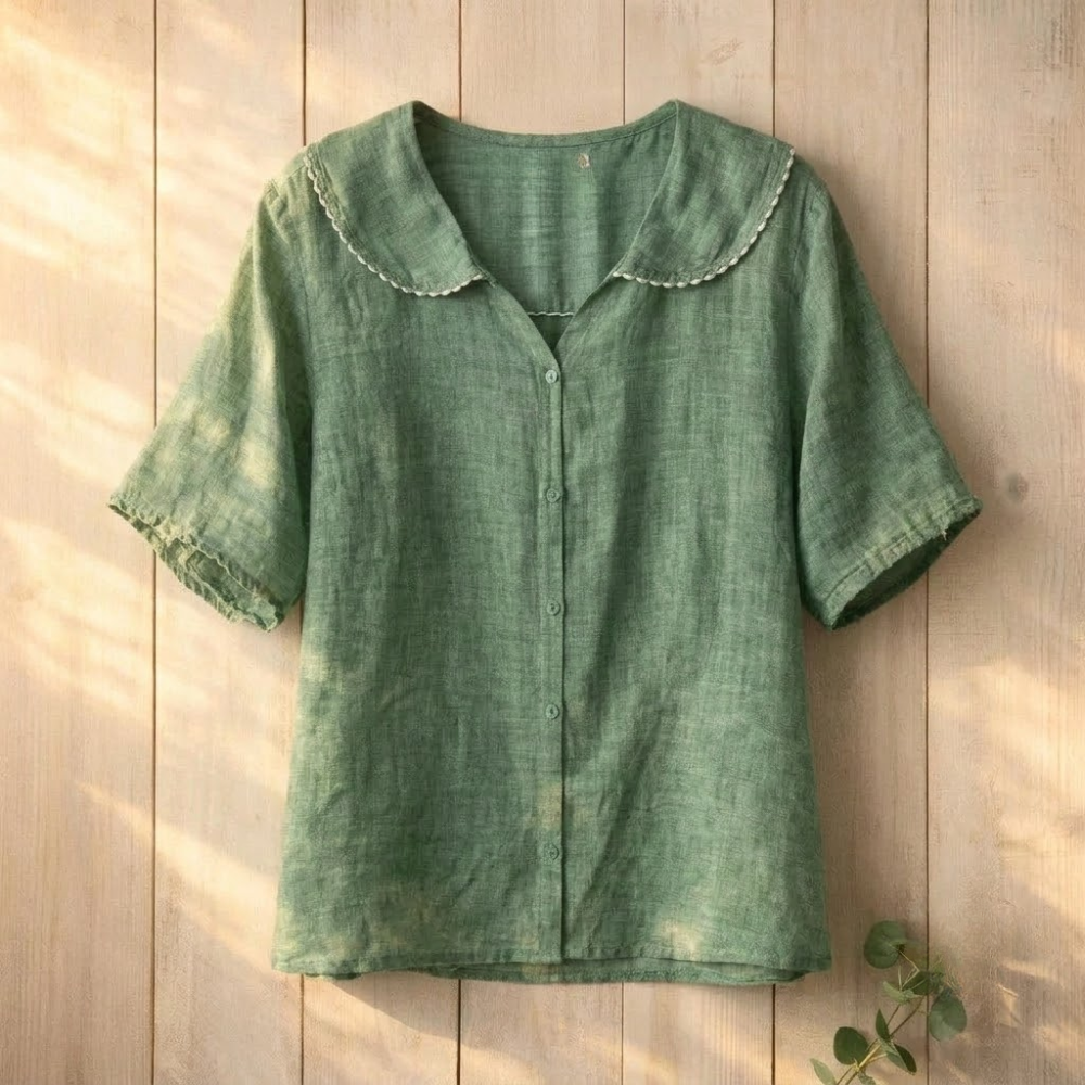 Amelia Peter Pan Linen Blouse
