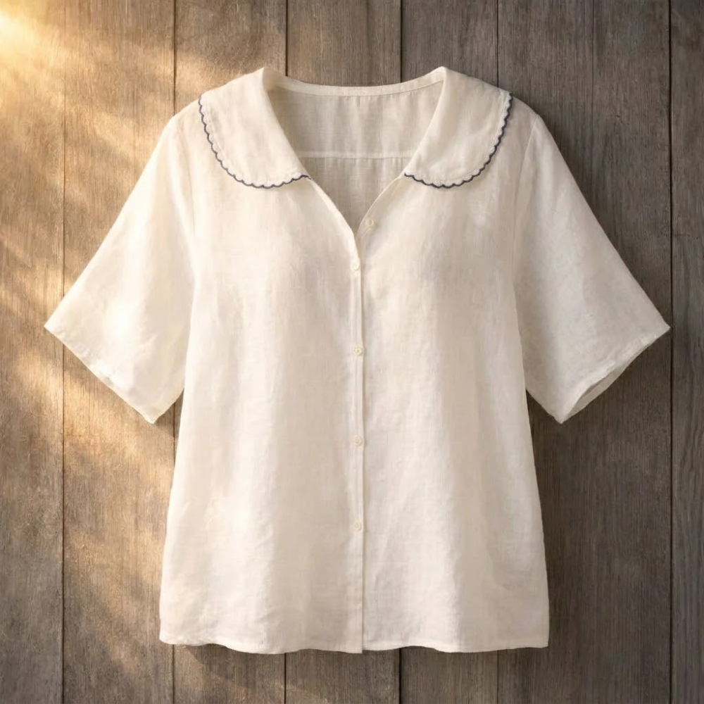 Amelia Peter Pan Linen Blouse