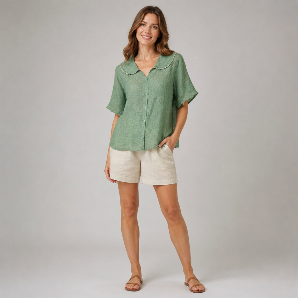 Amelia Peter Pan Linen Blouse