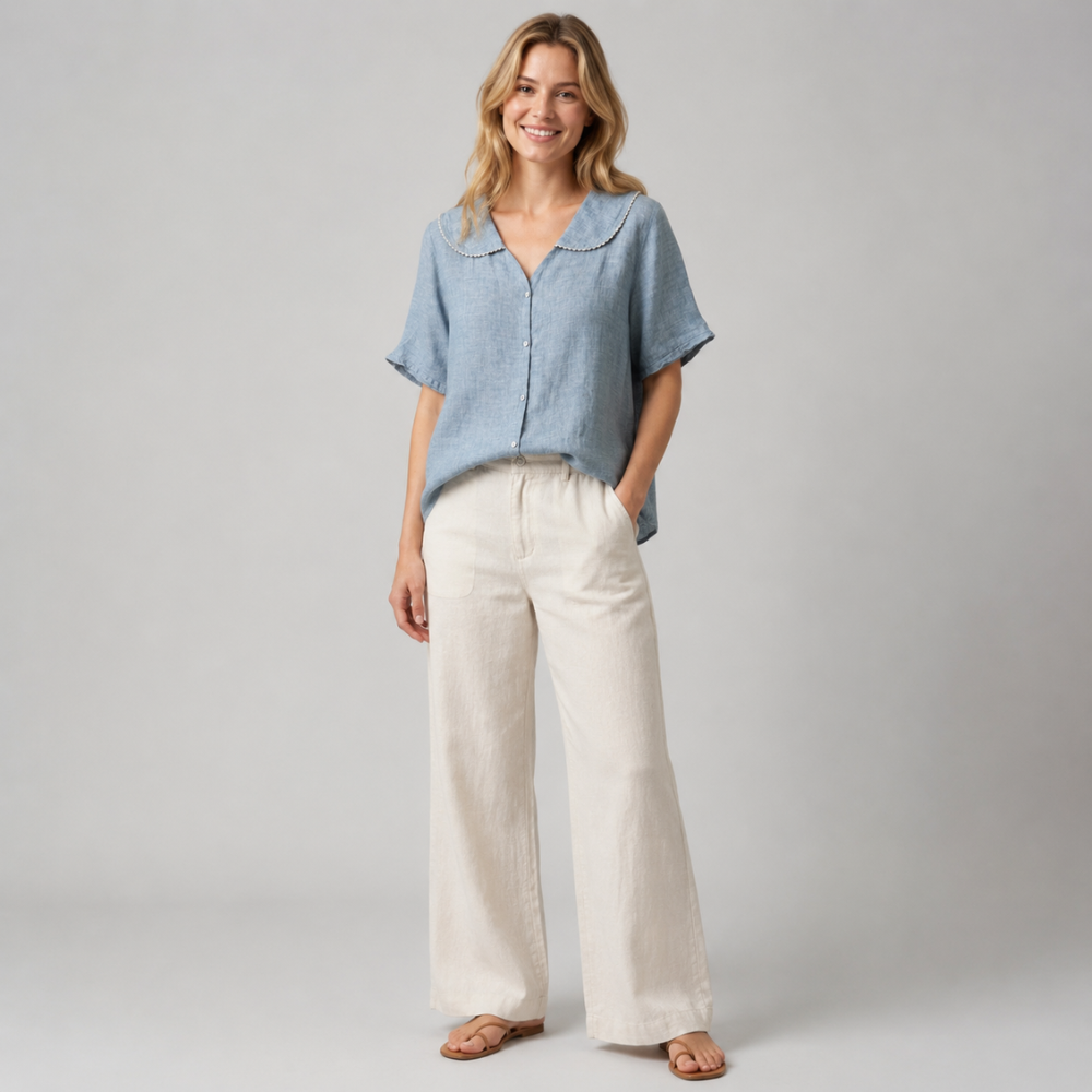 Amelia Peter Pan Linen Blouse