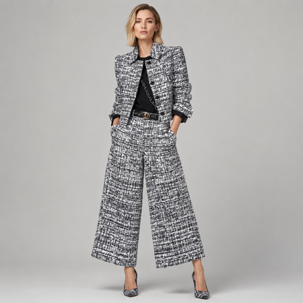 Amelia | Tweed Blazer & Wide-Leg Pants Set