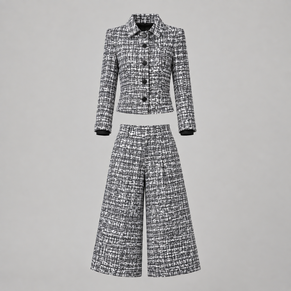 Amelia | Tweed Blazer & Wide-Leg Pants Set