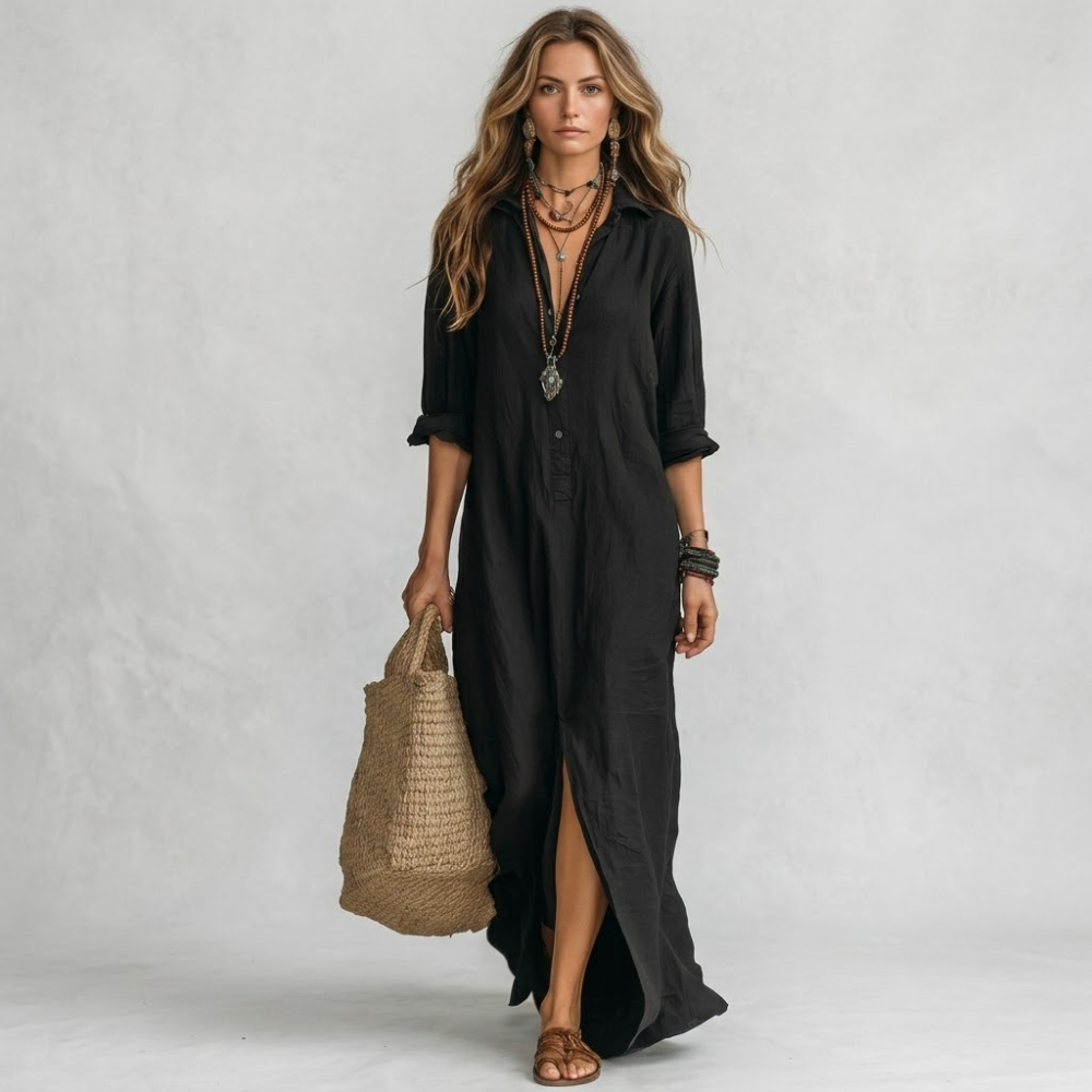 Andie Button Front Maxi Dress