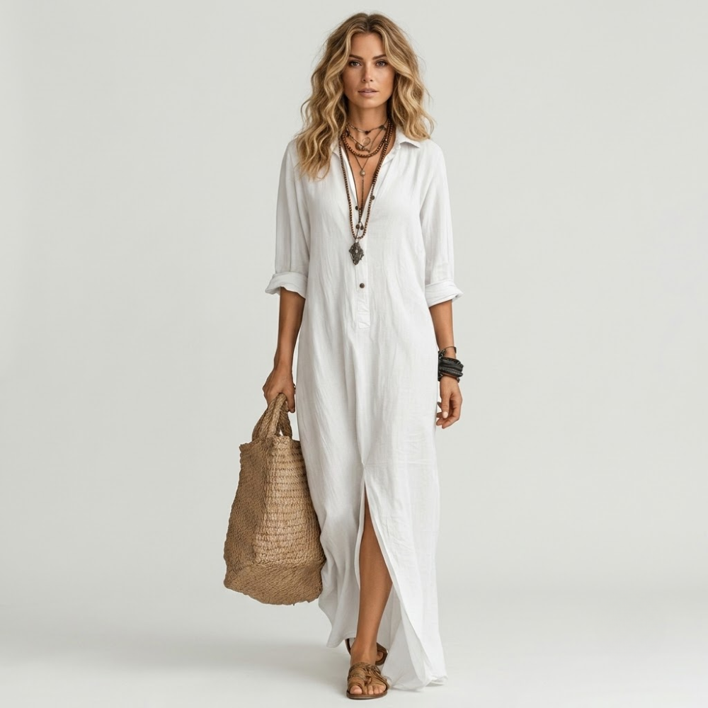 Andie Button Front Maxi Dress
