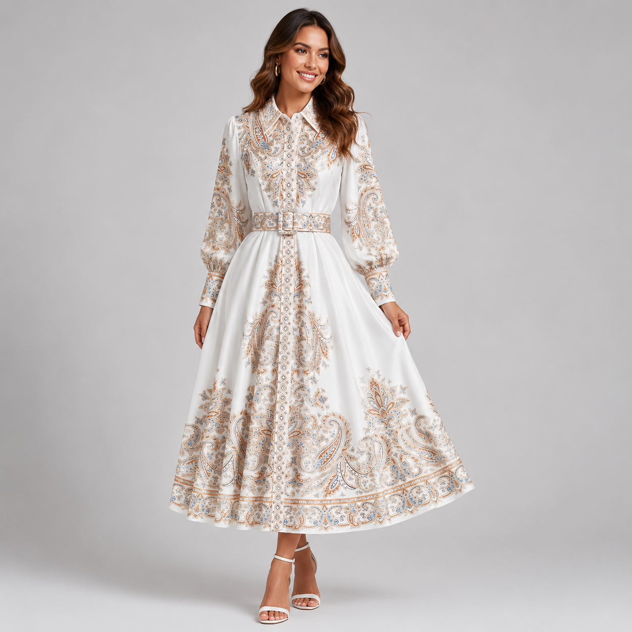 Arabella Floral Belted Midi Dress