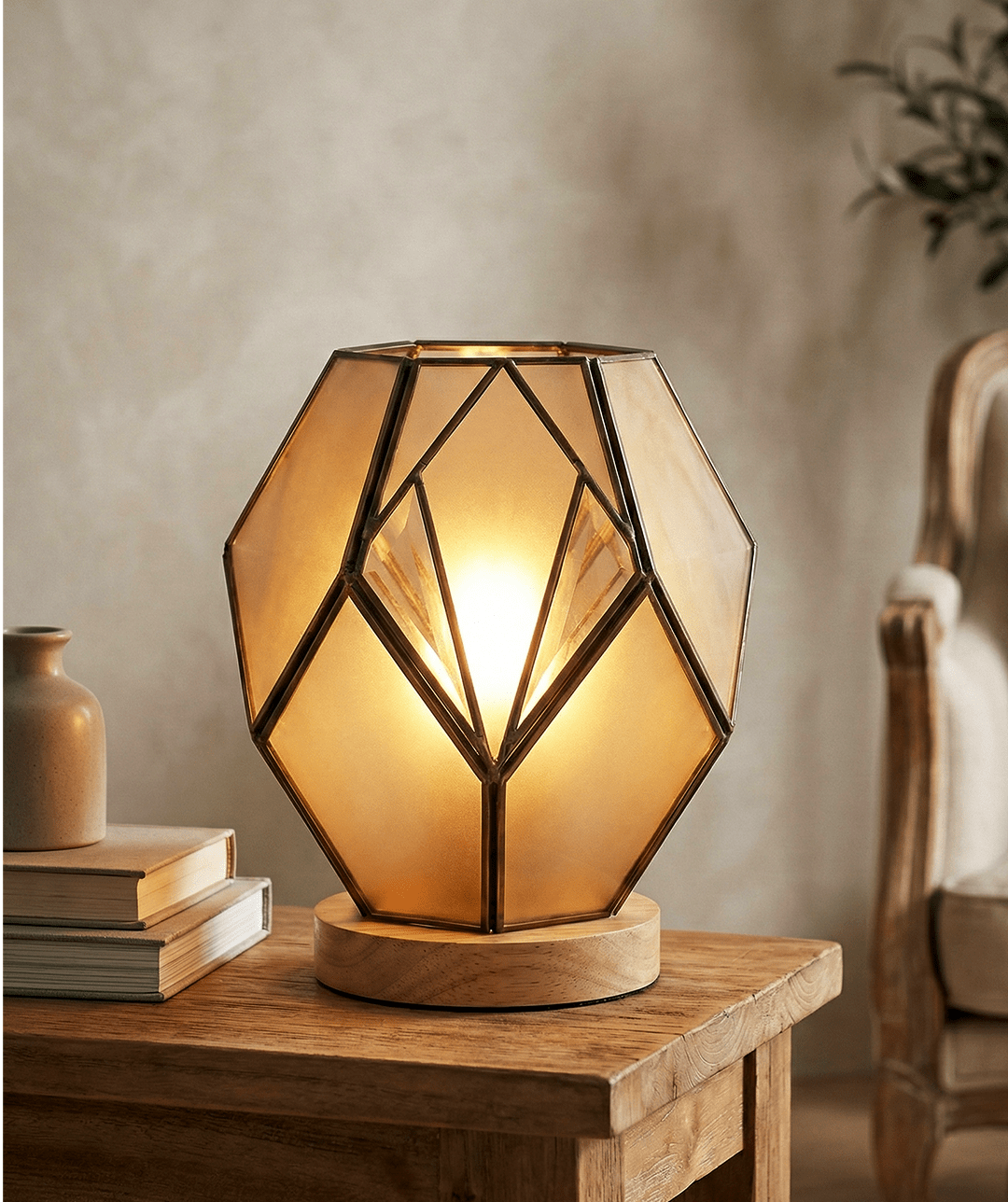 Matteo Amber Glass Table Lamp