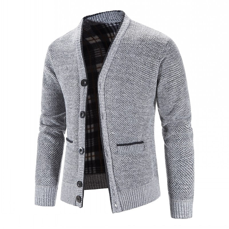 Arthur | Men's Button-Front V-Neck Cardigan with Patch Pockets
