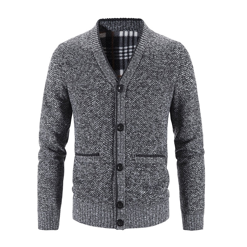 Arthur | Men's Button-Front V-Neck Cardigan with Patch Pockets