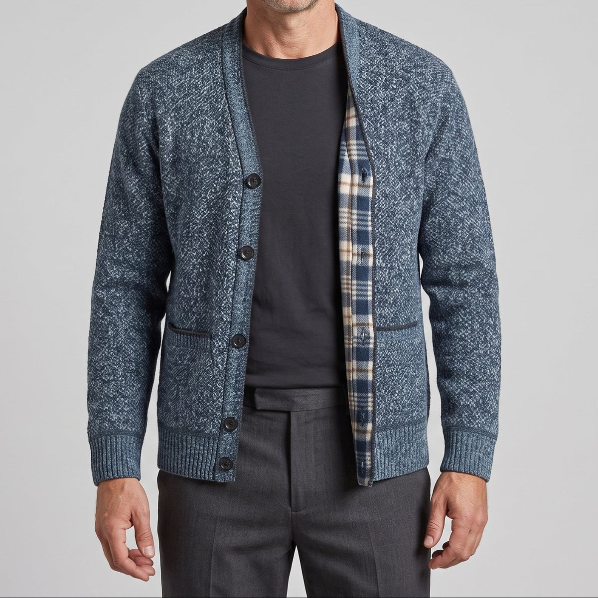 Arthur | Men's Button-Front V-Neck Cardigan with Patch Pockets