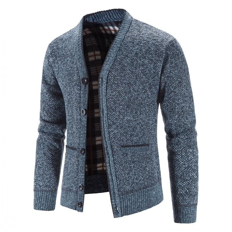 Arthur | Men's Button-Front V-Neck Cardigan with Patch Pockets