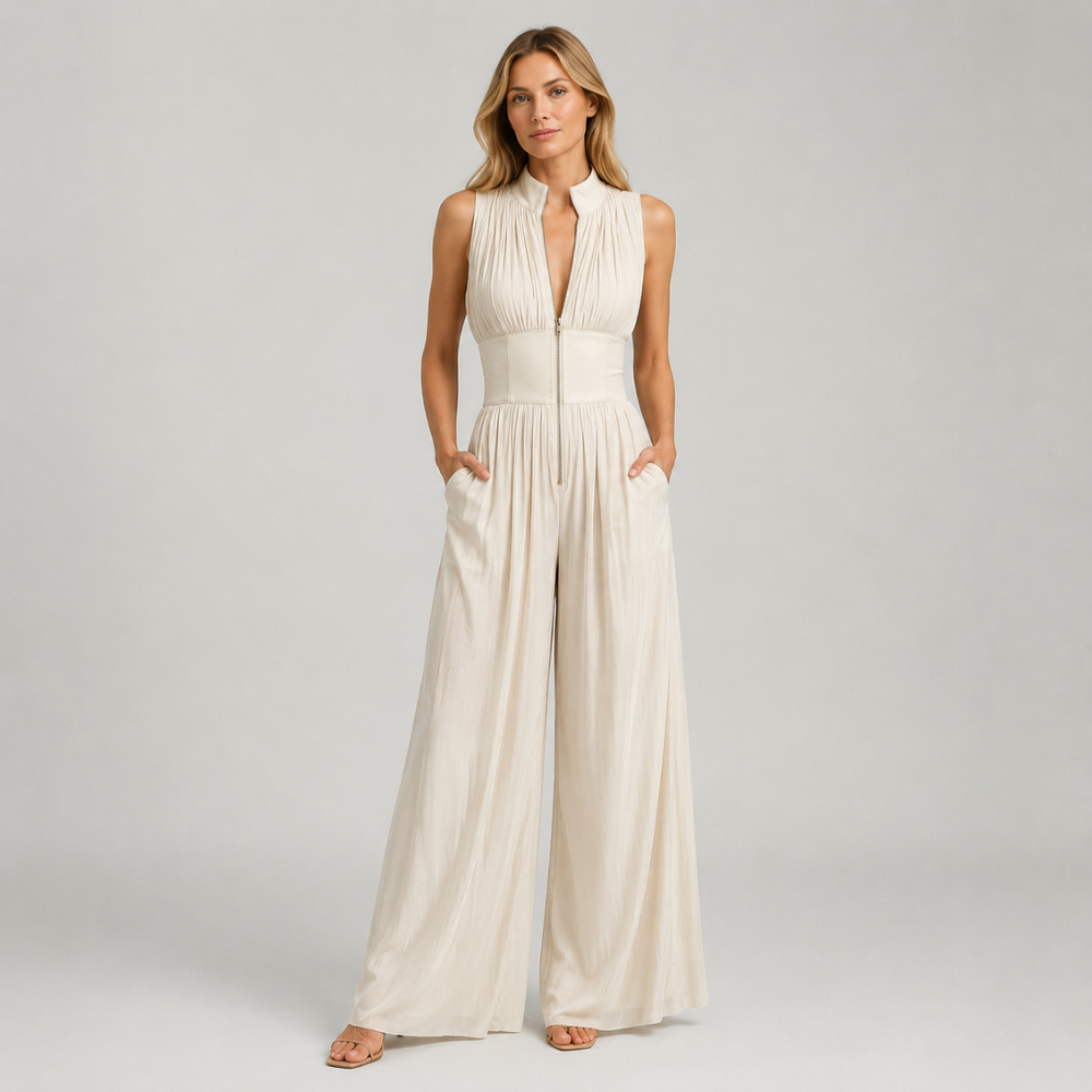 Caelia Pleated Wide Leg Jumpsuit