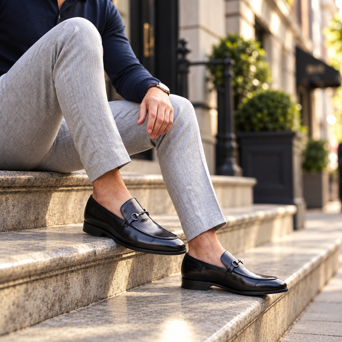 Callum | Men's Horsebit Loafers with Rounded Toe and Low Heel