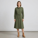 Camille Belted Shirt Midi Dress