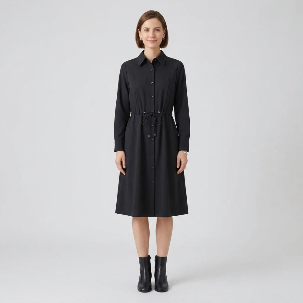 Camille Belted Shirt Midi Dress