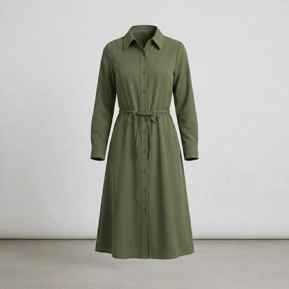 Camille Belted Shirt Midi Dress