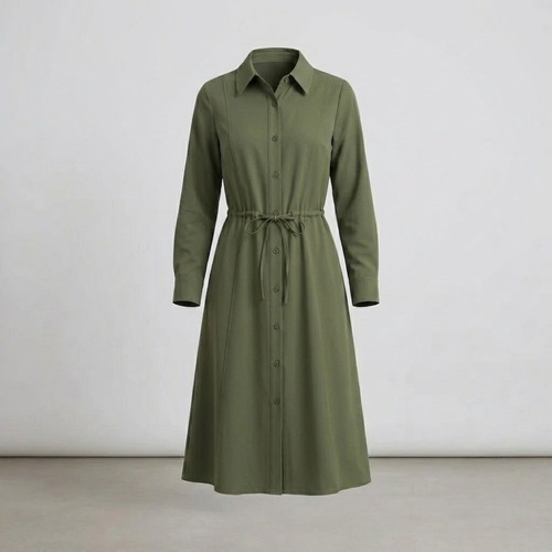 Camille Belted Shirt Midi Dress