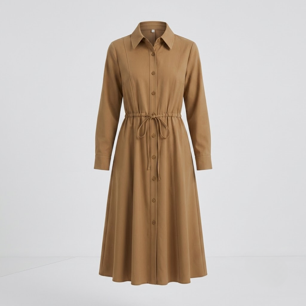 Camille Belted Shirt Midi Dress