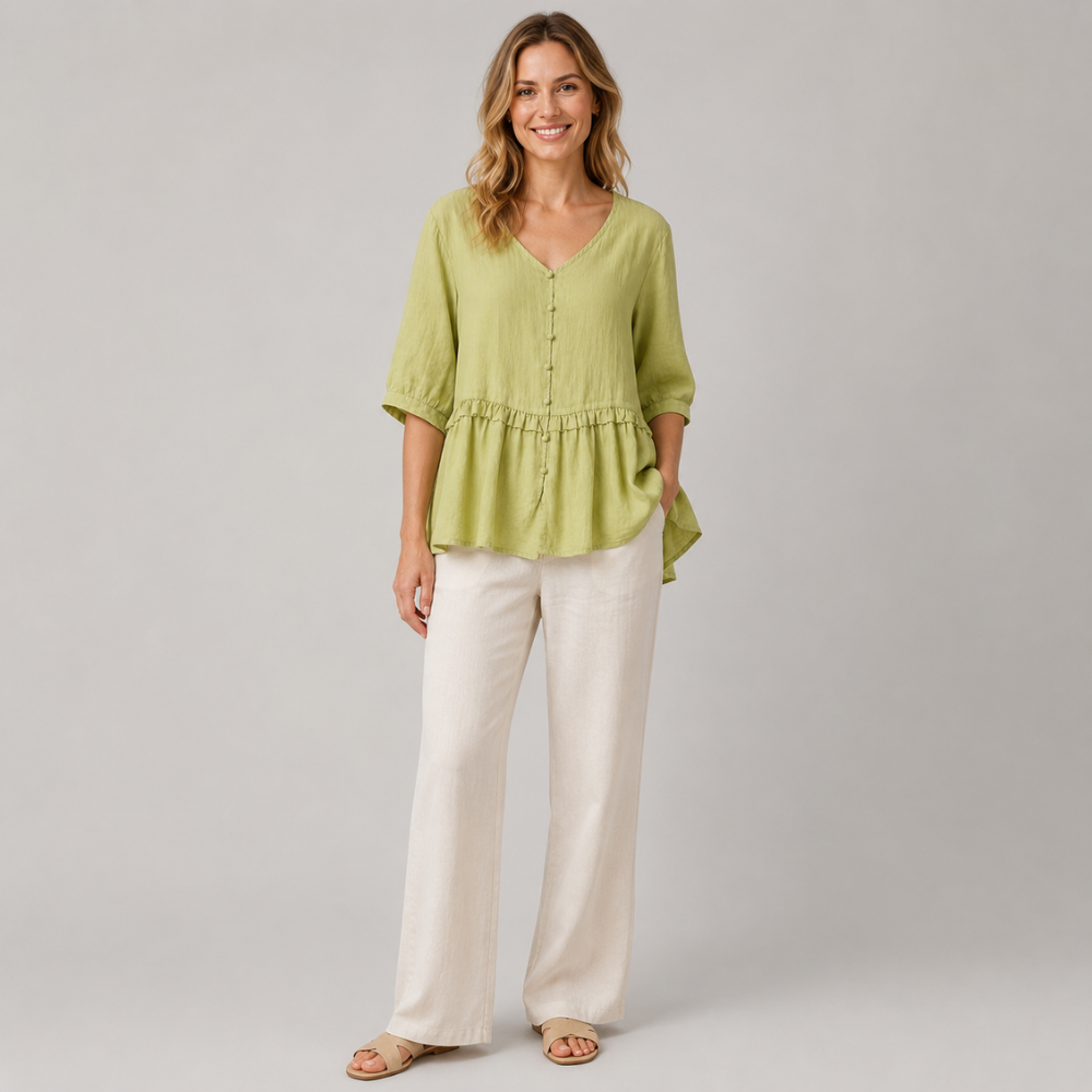 Charlotte Ruffle Linen Blouse