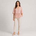 Charlotte Ruffle Linen Blouse