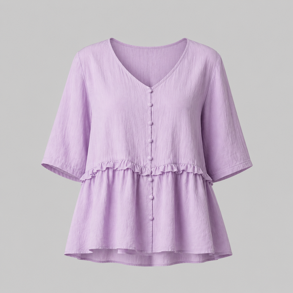 Charlotte Ruffle Linen Blouse