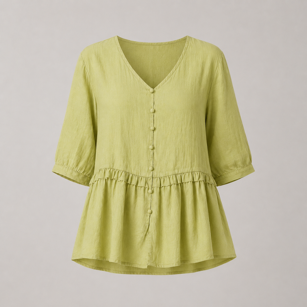 Charlotte Ruffle Linen Blouse