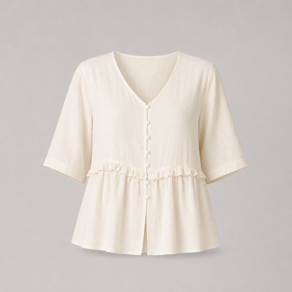 Charlotte Ruffle Linen Blouse