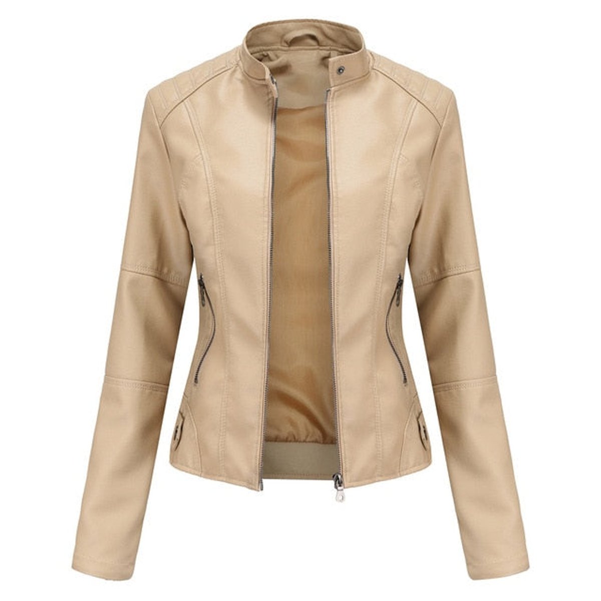 Claire | Women's Cropped Jacket with Stand Collar and Zip Front