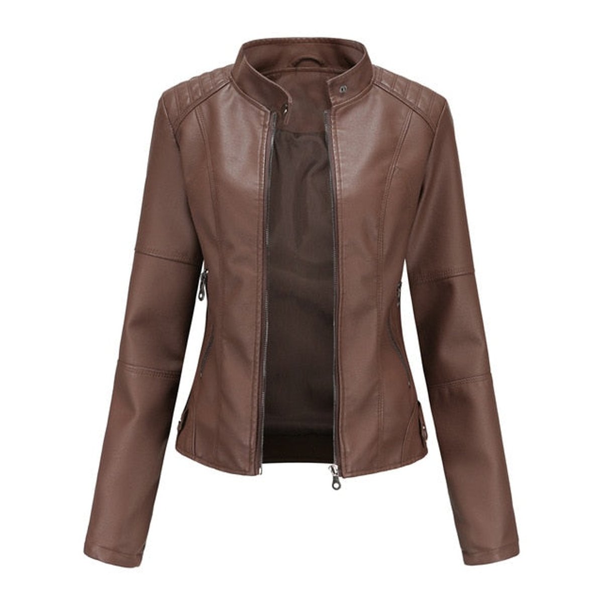 Claire | Women's Cropped Jacket with Stand Collar and Zip Front