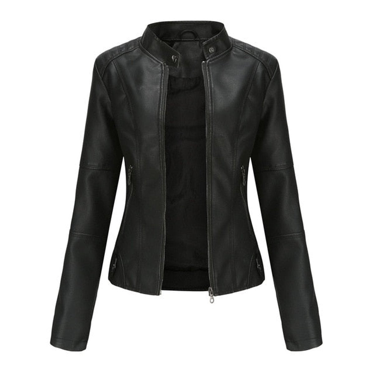 Claire | Women's Cropped Jacket with Stand Collar and Zip Front