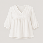 Clara Pintuck Linen Blouse