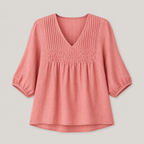 Clara Pintuck Linen Blouse