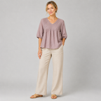 Clara Pintuck Linen Blouse