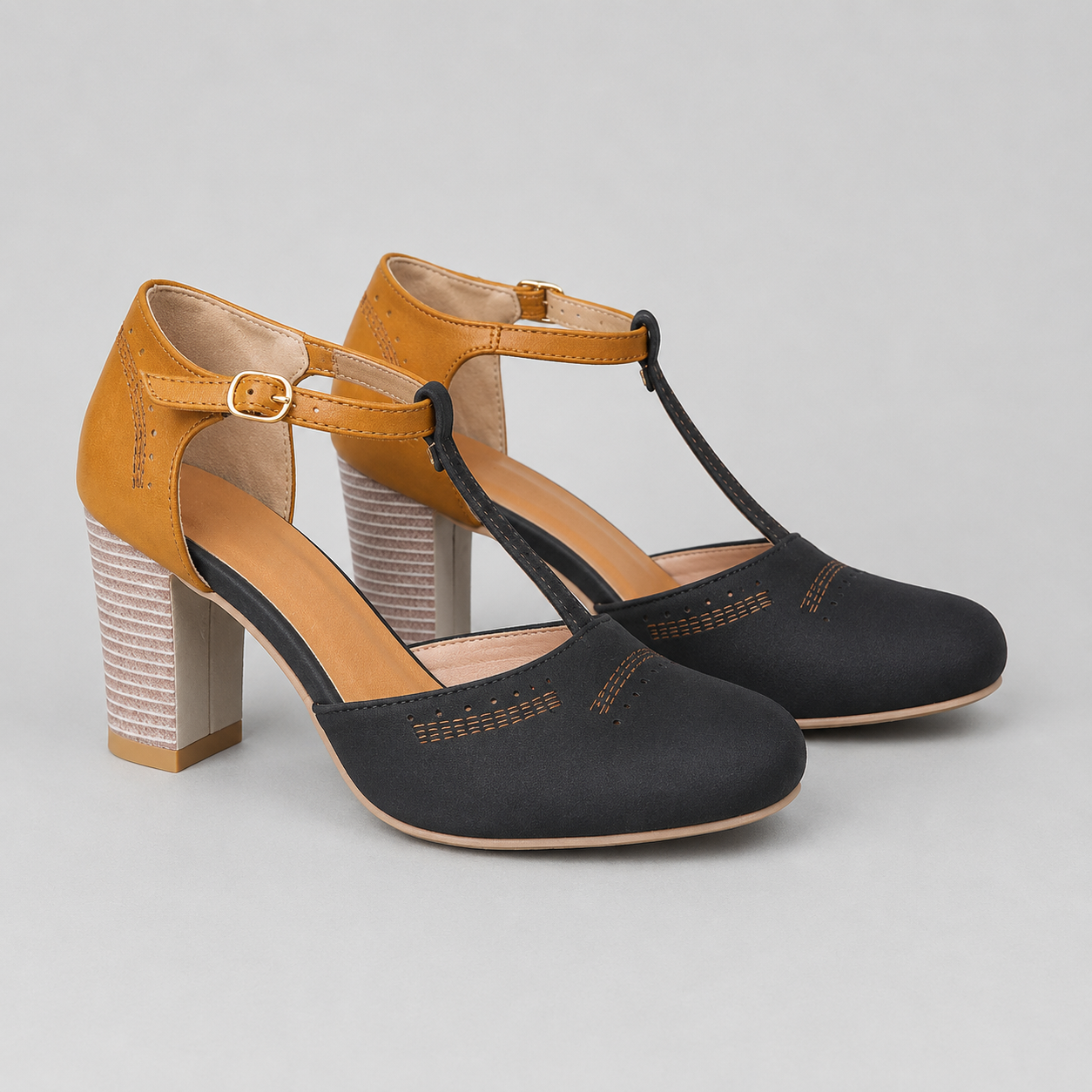 Clara T-Strap Block Heel Shoe