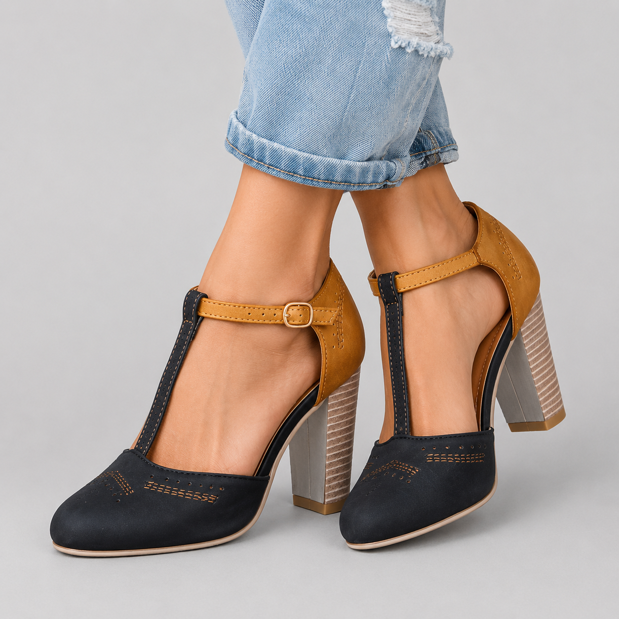 Clara T-Strap Block Heel Shoe