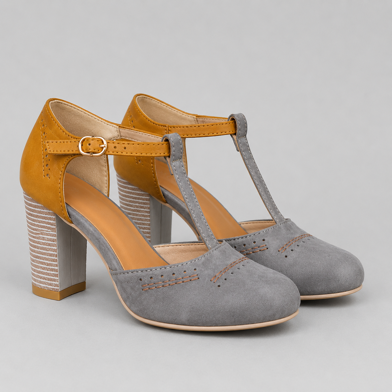 Clara T-Strap Block Heel Shoe