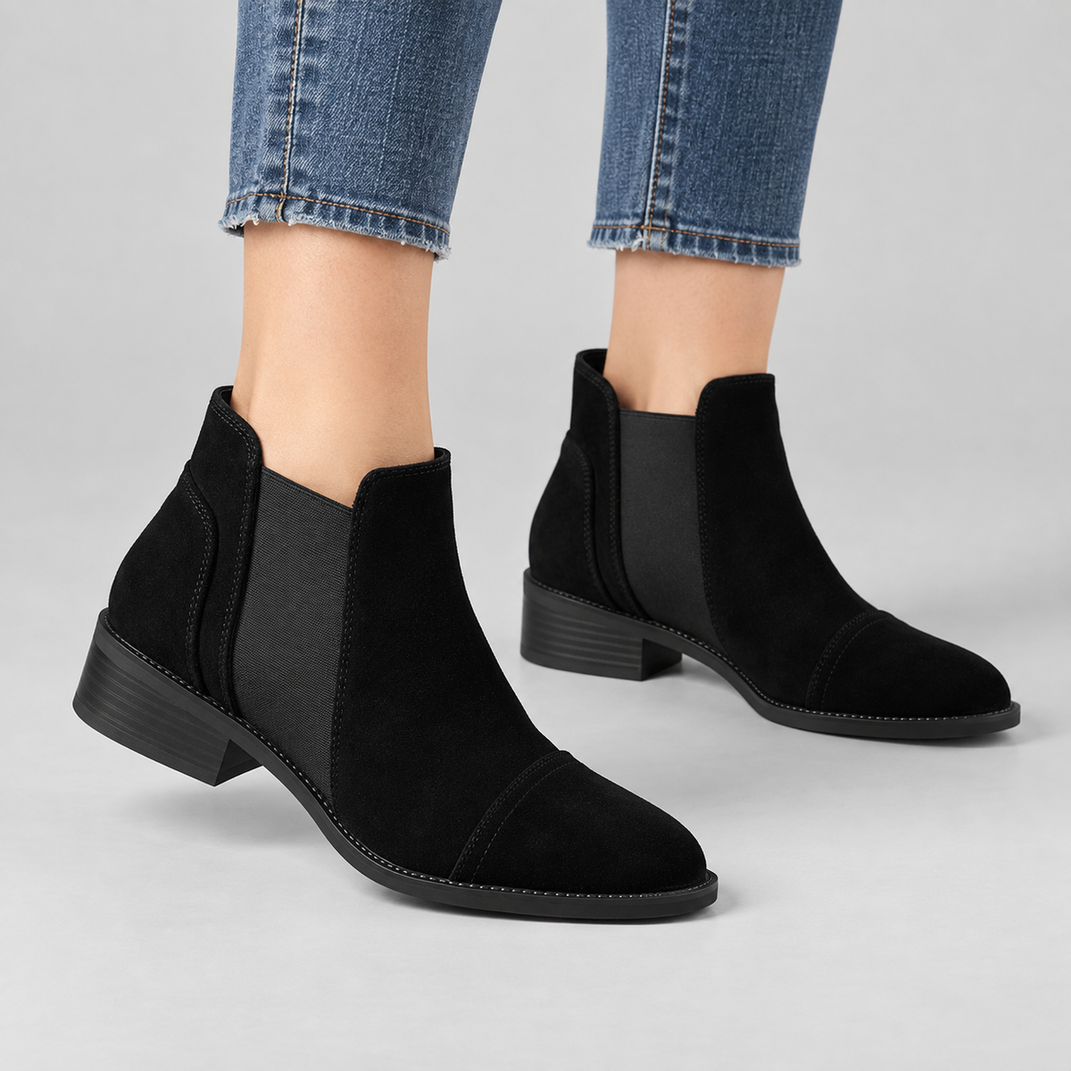 Clara | Women's Ankle Boots with Elastic Side Panels and Flat Sole