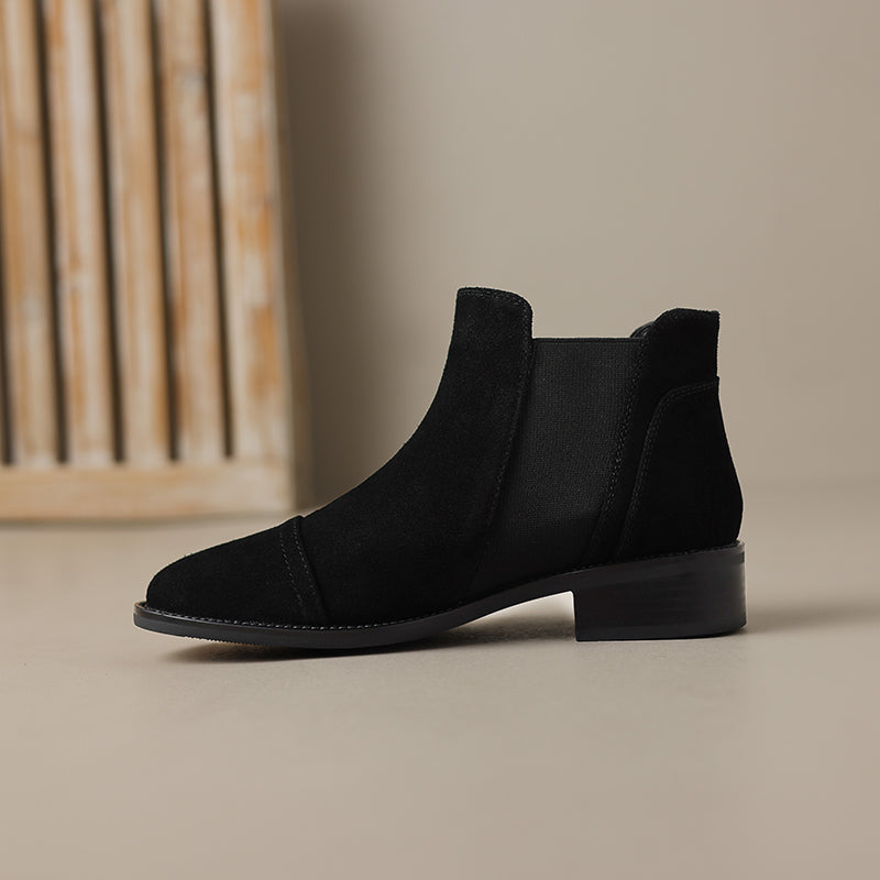 Clara | Women's Ankle Boots with Elastic Side Panels and Flat Sole
