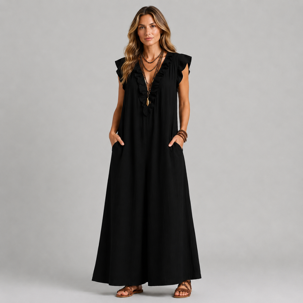 Corinne Linen Blend Maxi Dress