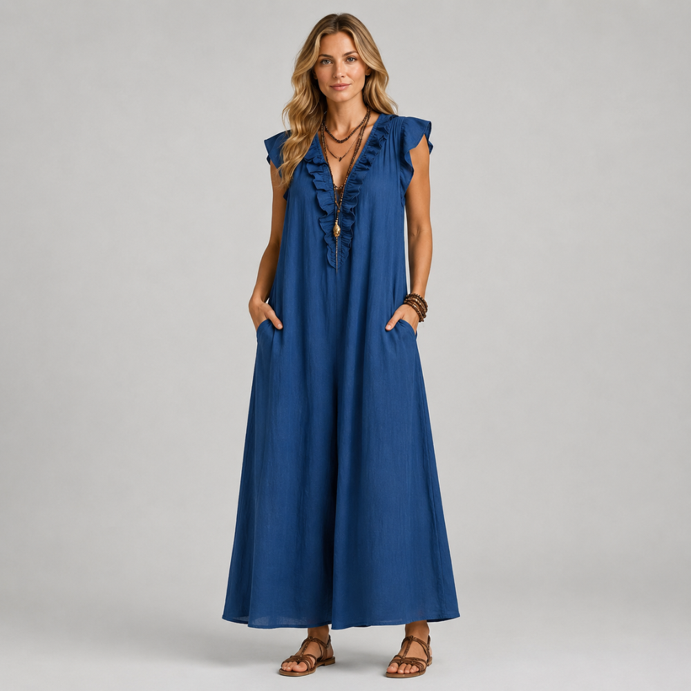 Corinne Linen Blend Maxi Dress
