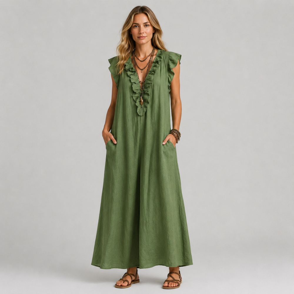 Corinne Linen Blend Maxi Dress