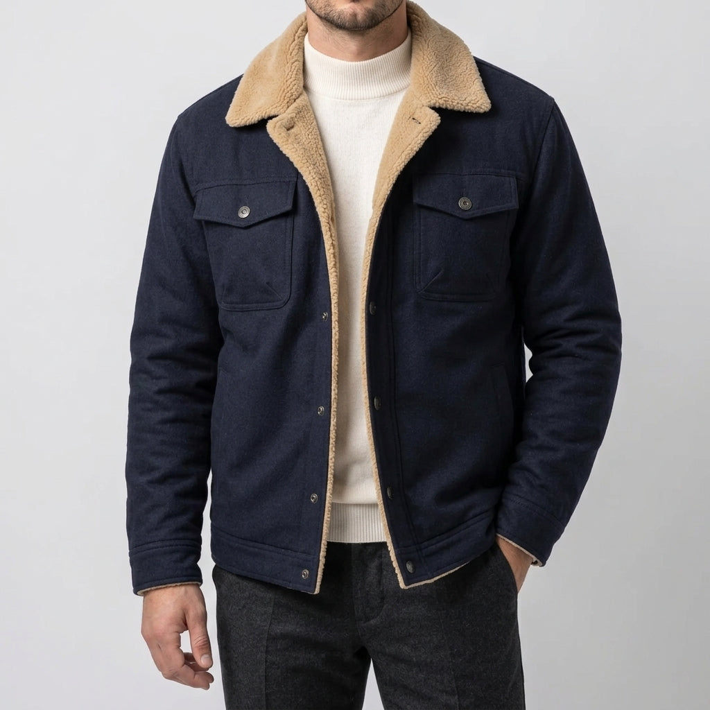 Harrison | Men's Jacket with Sherpa Collar and Button Front