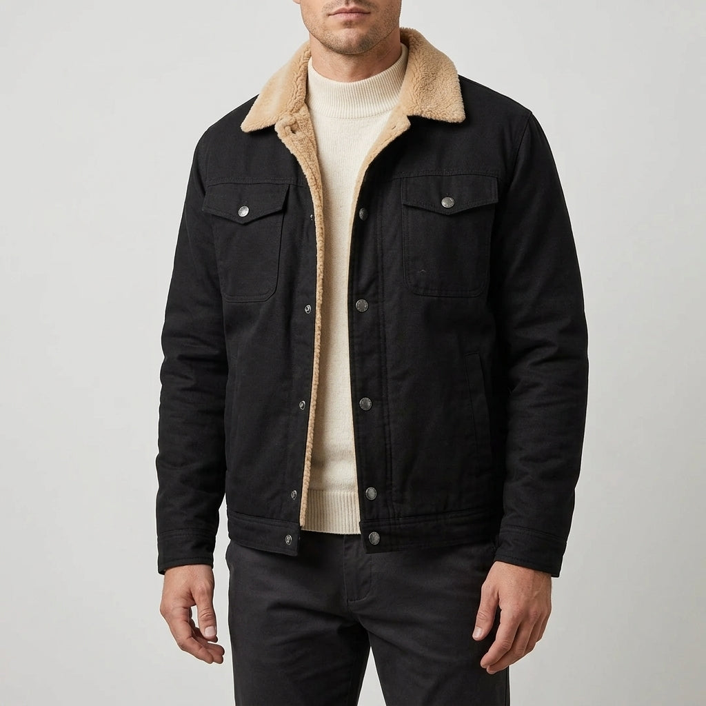 Harrison | Men's Jacket with Sherpa Collar and Button Front